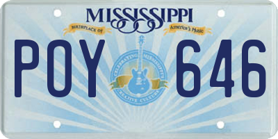 MS license plate POY646