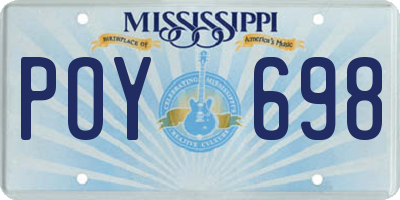 MS license plate POY698