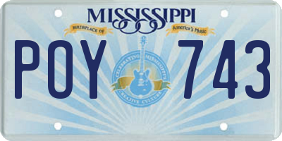 MS license plate POY743