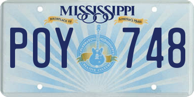 MS license plate POY748