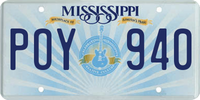 MS license plate POY940