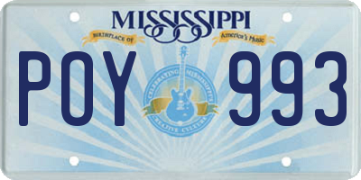 MS license plate POY993