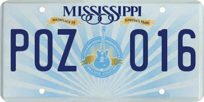 MS license plate POZ016