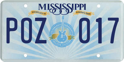 MS license plate POZ017