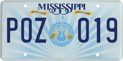 MS license plate POZ019