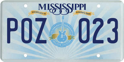MS license plate POZ023