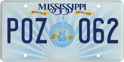 MS license plate POZ062