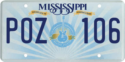 MS license plate POZ106