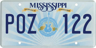 MS license plate POZ122