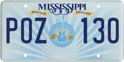 MS license plate POZ130