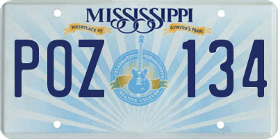 MS license plate POZ134