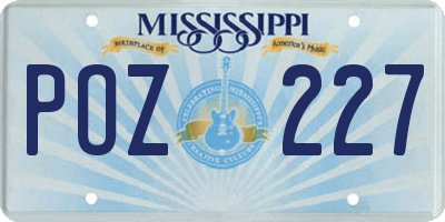 MS license plate POZ227