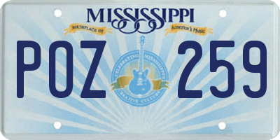 MS license plate POZ259
