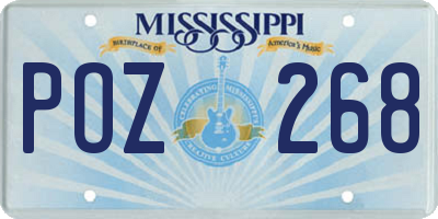 MS license plate POZ268