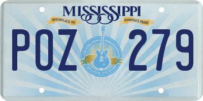 MS license plate POZ279