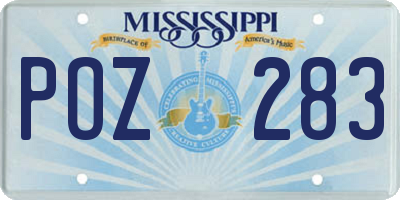 MS license plate POZ283