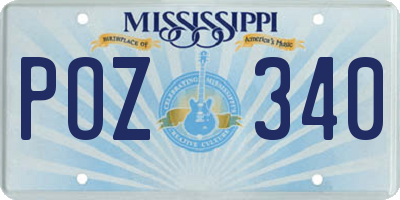 MS license plate POZ340