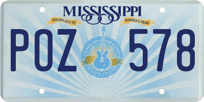 MS license plate POZ578