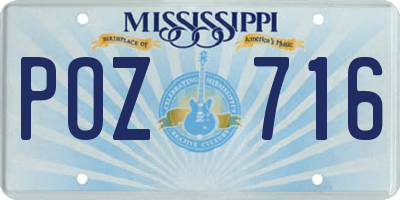 MS license plate POZ716