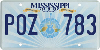 MS license plate POZ783
