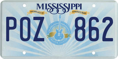 MS license plate POZ862