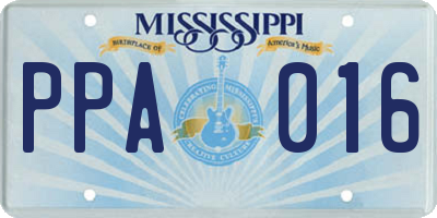 MS license plate PPA016