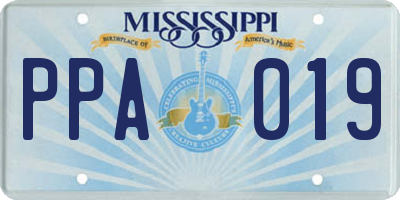 MS license plate PPA019