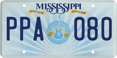 MS license plate PPA080