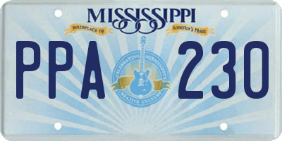 MS license plate PPA230