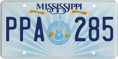 MS license plate PPA285