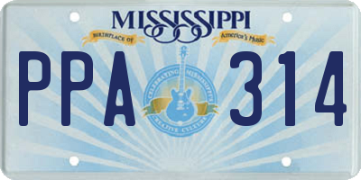 MS license plate PPA314