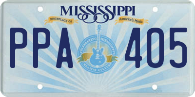 MS license plate PPA405