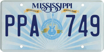 MS license plate PPA749