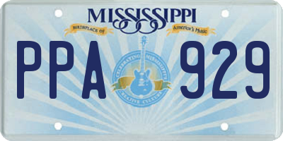 MS license plate PPA929
