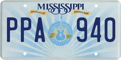 MS license plate PPA940