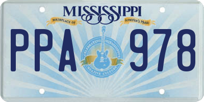 MS license plate PPA978