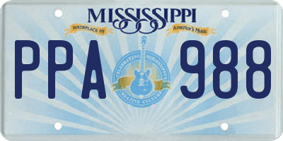 MS license plate PPA988
