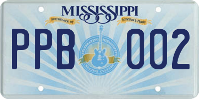 MS license plate PPB002