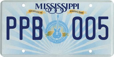 MS license plate PPB005