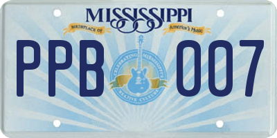 MS license plate PPB007