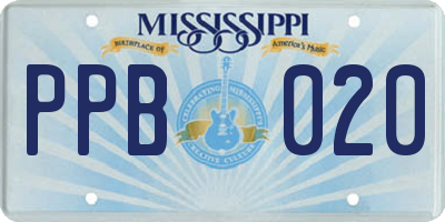 MS license plate PPB020