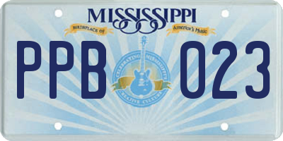 MS license plate PPB023