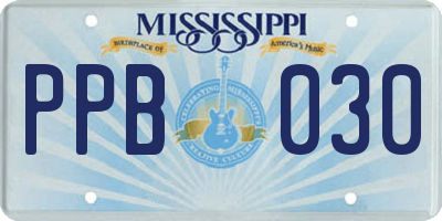 MS license plate PPB030