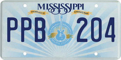 MS license plate PPB204