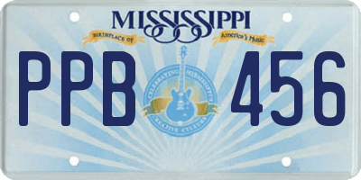 MS license plate PPB456