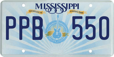 MS license plate PPB550