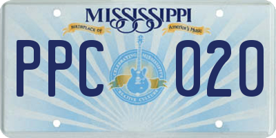 MS license plate PPC020