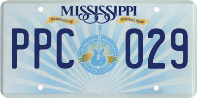 MS license plate PPC029