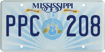 MS license plate PPC208
