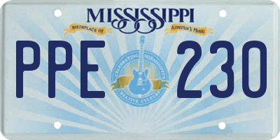 MS license plate PPE230